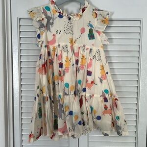 Pink Chicken Birthday Print Dress